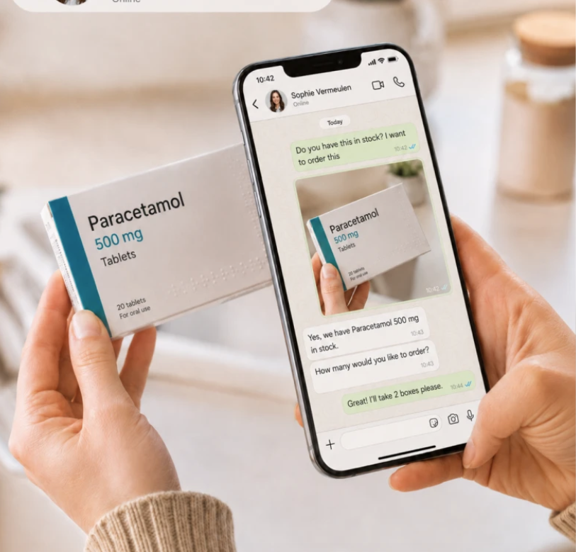 Pharmassist chat met patiënt op telefoon