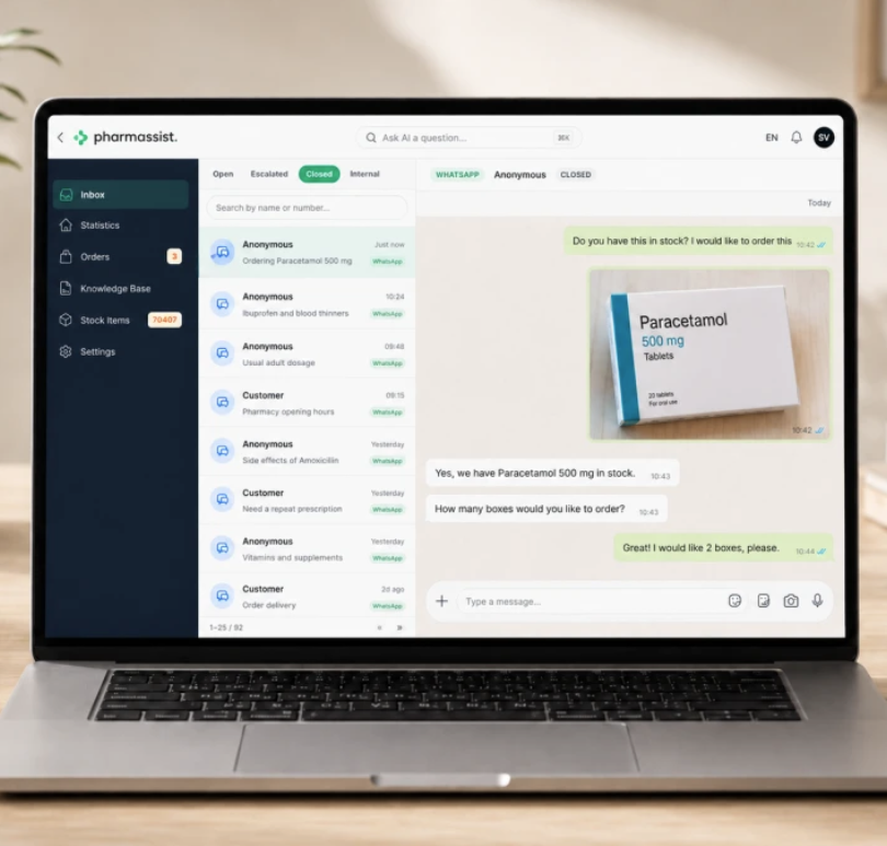 Pharmassist platform: apotheker bekijkt en beantwoordt vraag
